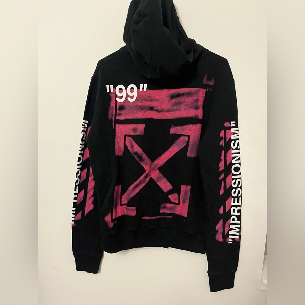 Off-White Black Hoodie with Pink Accents image 2
